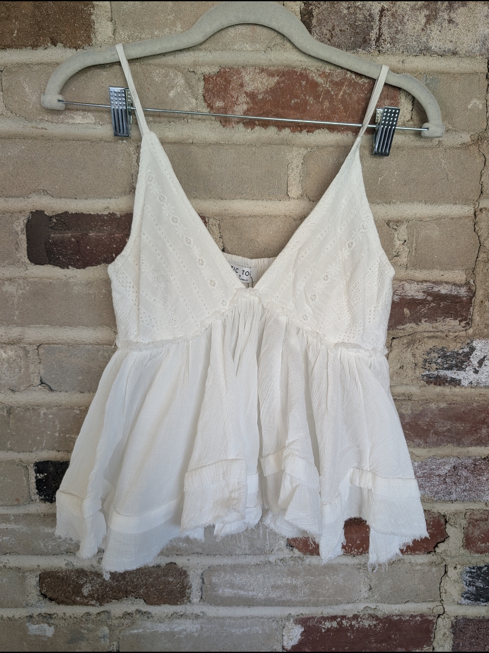 TICTOC White Eyelet Ruffle Cami
